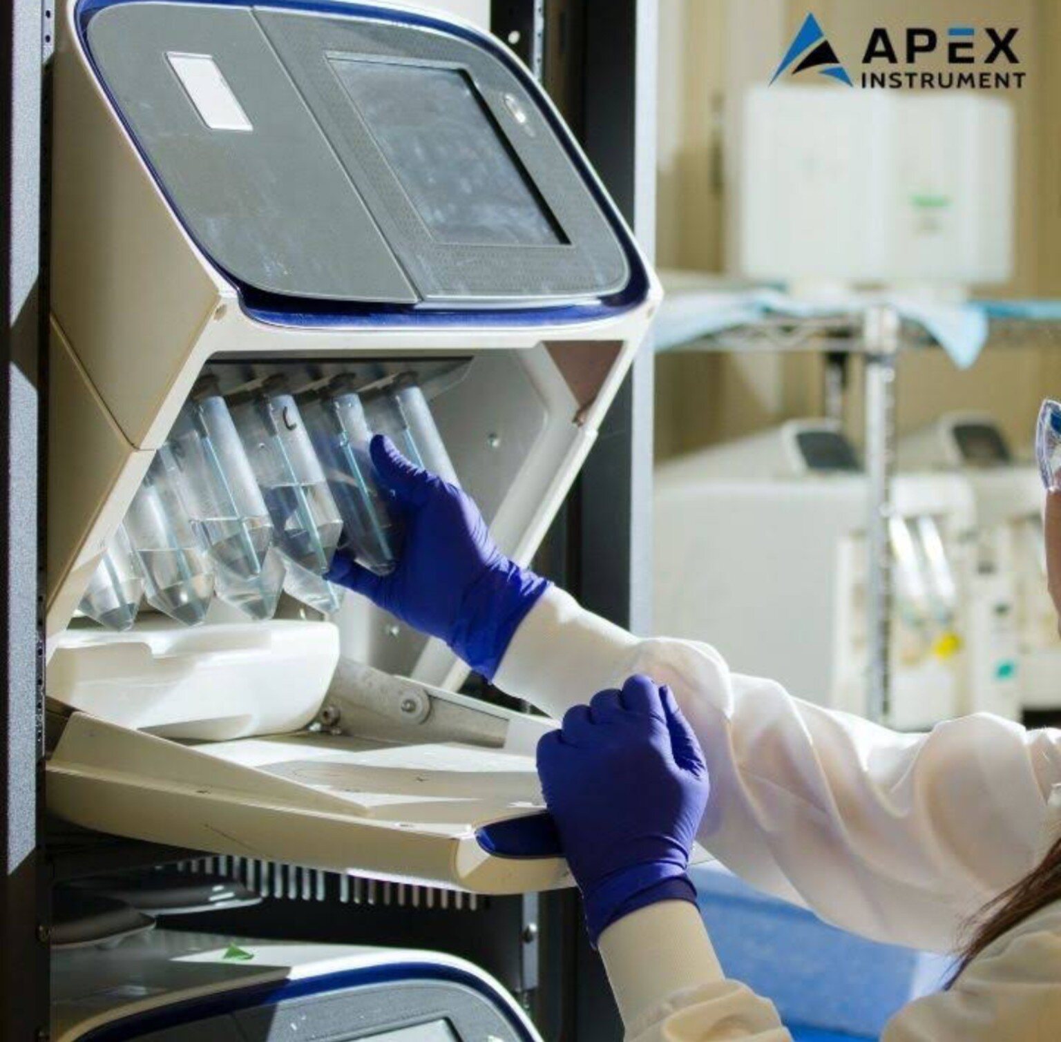 Laboratory professional using modern diagnostic equipment